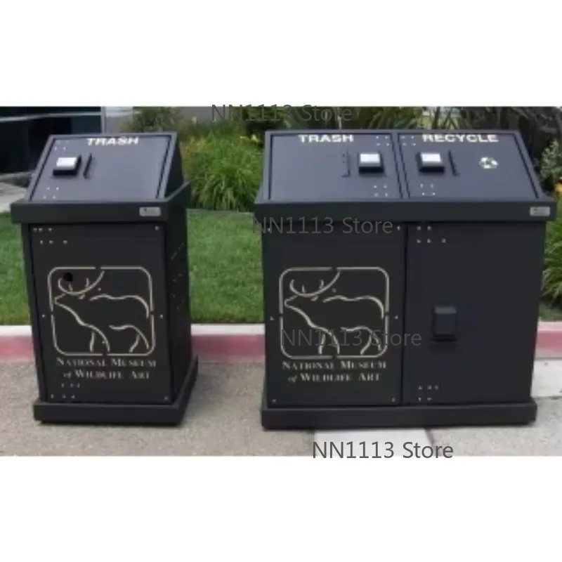 

Bear-Proof Trash Can with Laser-Cut Pattern Durable Outdoor Waste Bin for Picnics Camping And Hiking