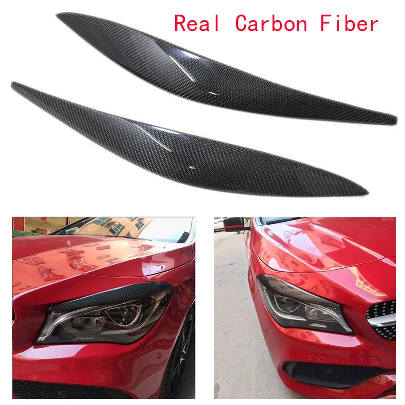 

Real Carbon Fiber Car Headlight Eyebrows Trims Left & Right For Mercedes-Benz CLA 2013-2019 Car Accessories Replacement