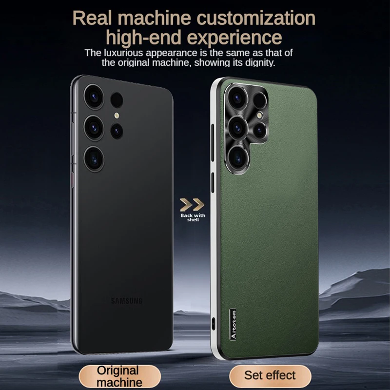 For Samsung Galaxy S22 S24 S21 Plus S25 S23 Ultra Metal Lens Protection Anti-Drop Phone Case Shockproof Cover Leather Back Cases