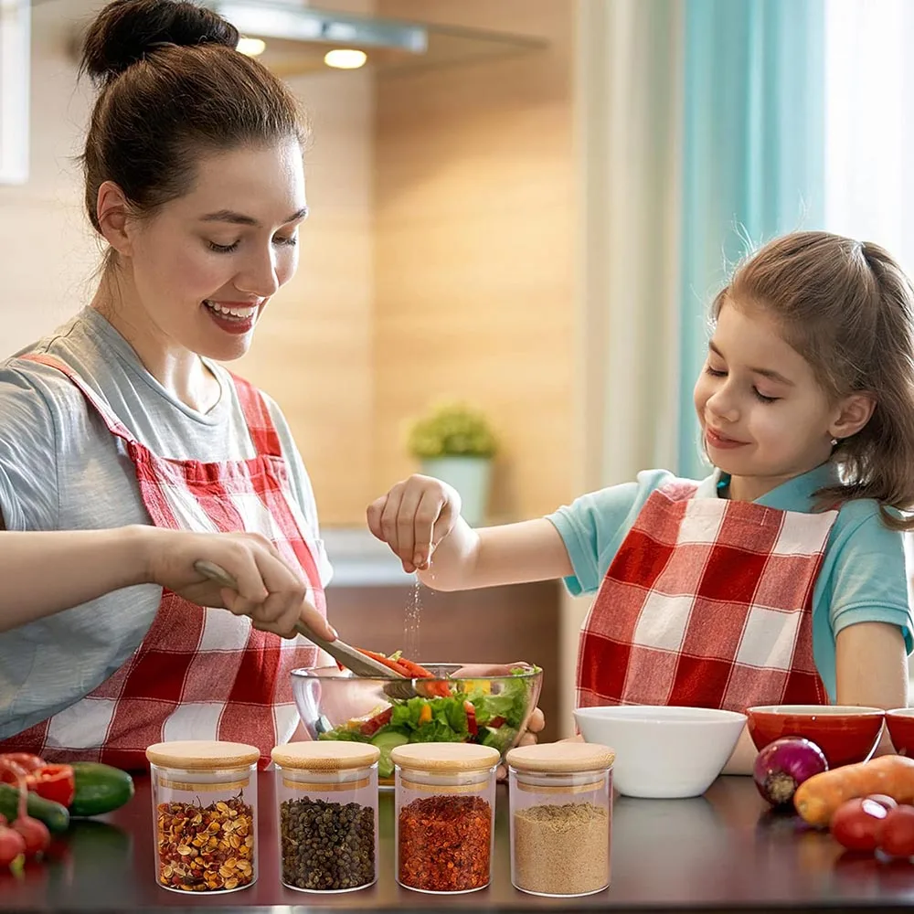 Imagem -06 - Conjunto de Potes de Especiarias de Vidro de Onças com Tampas e Etiquetas de Bambu Recipientes Transparentes de Armazenamento de Alimentos para Despensa Cozinha Açúcar Sal Café