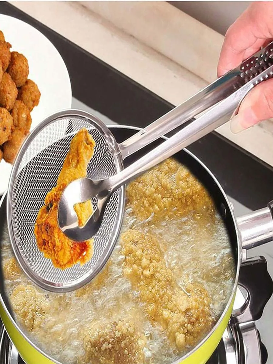 Food Strainer Kitchen Colander Stainless Steel Fried,Food Filter Tongs,High Temperature Resistant Filter Clamp