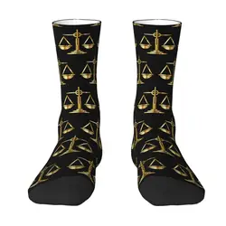 Harajuku Gold Scales Of Justice Law Logo Socks Women Men Warm 3D Print Lawyer Legal Party Sports Football Socks