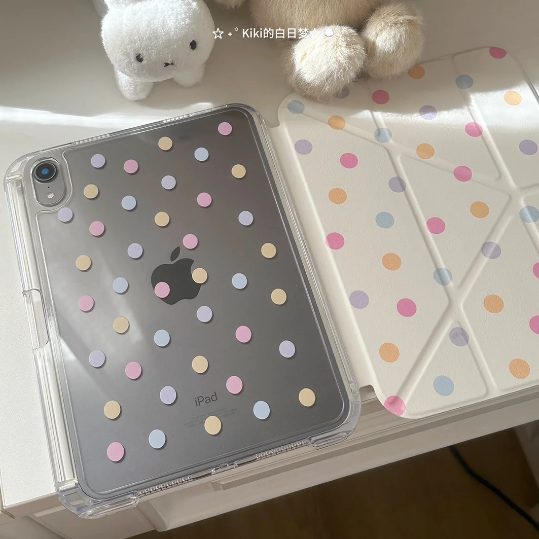 Colorful Polka Dots ins Y2K Tablet Case For iPad Pro 11 13 M2 M4 M3 10.2 5/6th 7/8/9/10/11th Mini 6 7 Air 1 2 3 4 5 6 Cover