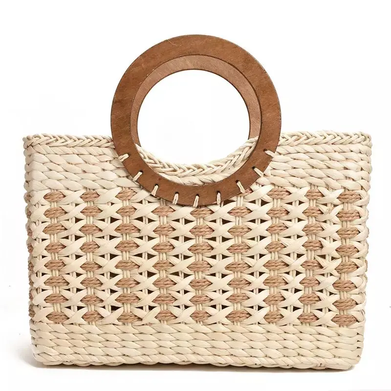 Retro straw bag corn hand-woven beach bag Moriseries large-capacity seaside vacation bag