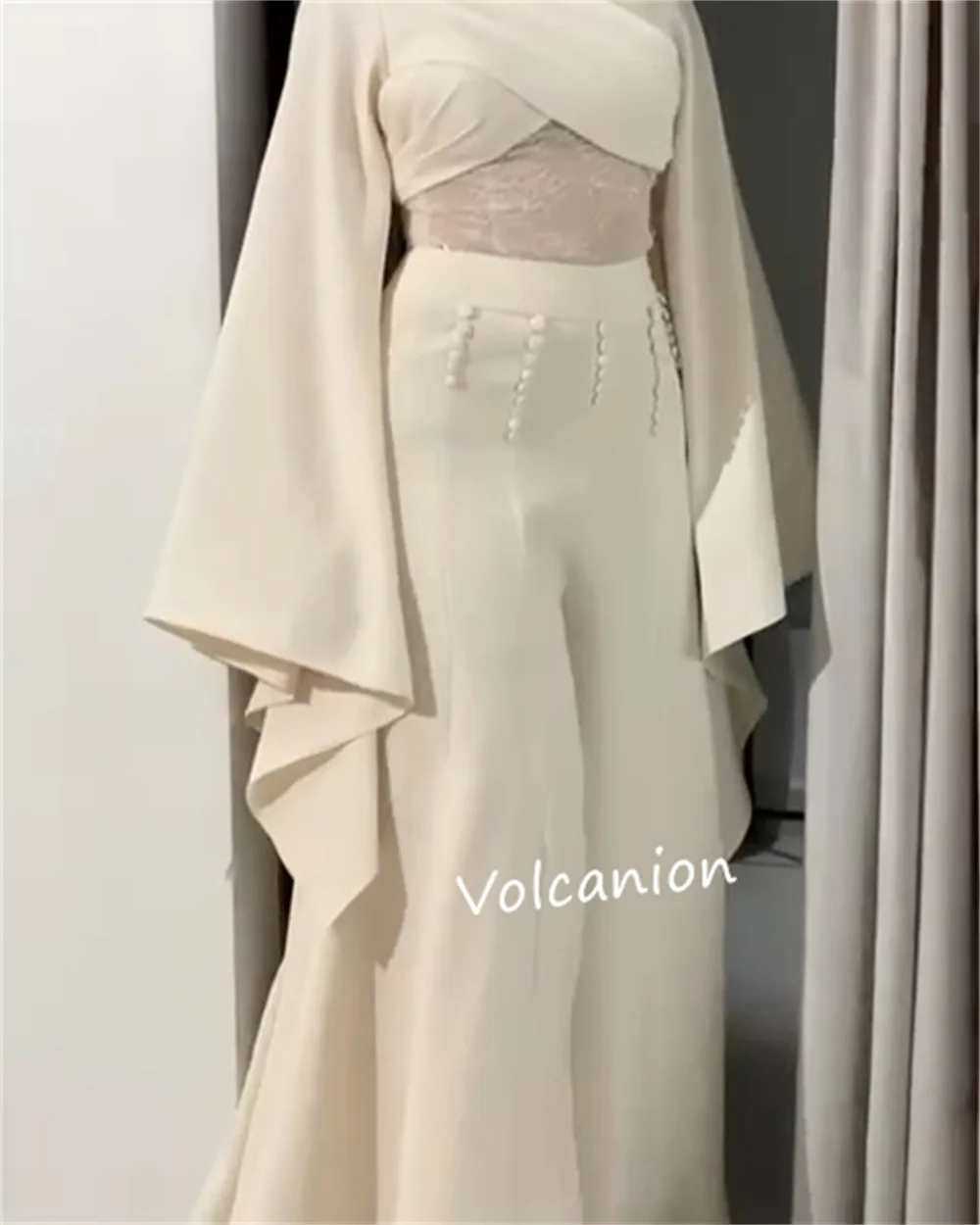 Gaun Midi Kerah O A-line Kancing Silang Jersey Kustom Acara Dipesan Lebih Dahulu Kasual Gaya Modern Sederhana