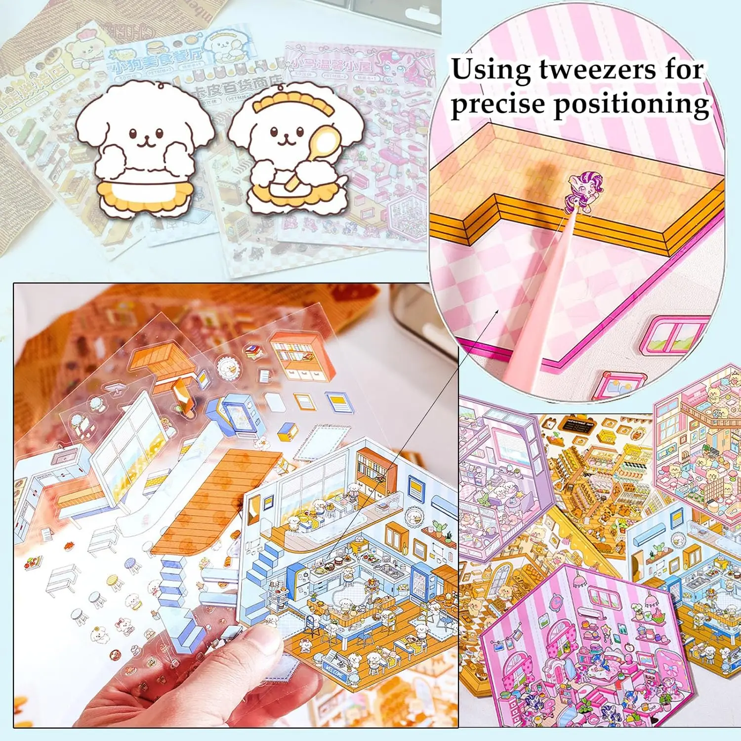 3D Scenes Stickers Book DIY Mini Room Visual Stacking Cartoonr Stickers Creative Kids Decorating Scrapbooking Accessories image 3