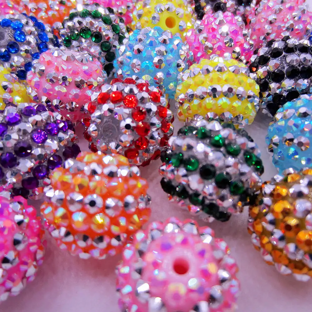 Imagem -03 - Bola de Strass Resina Listrada Tons para Meninas Mix Lote Pérolas Soltas para Colar Pulseira Fazendo Acessórios 20 mm Atacado 50 Pcs