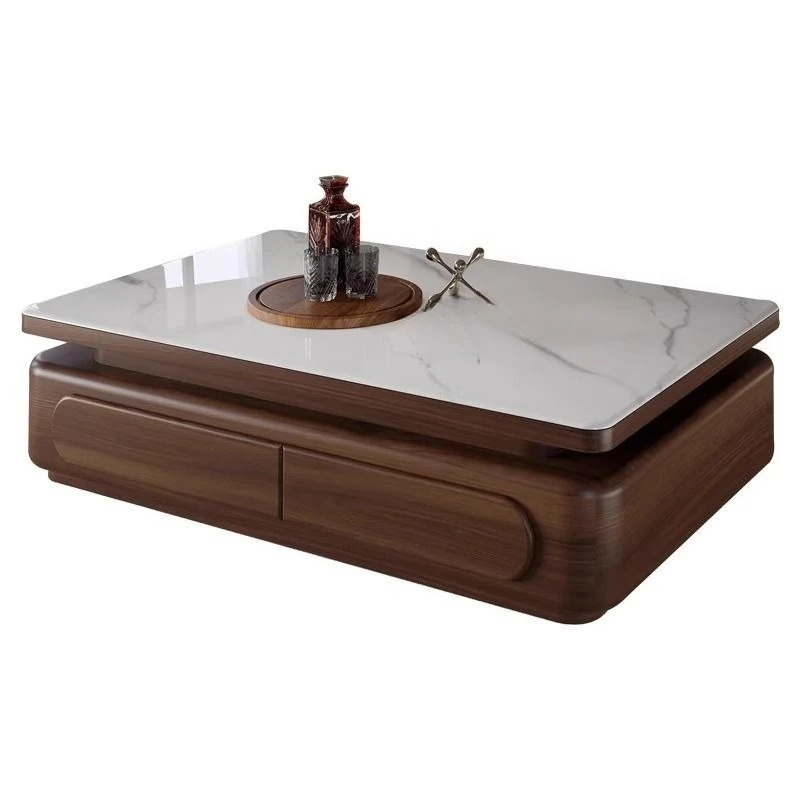 

New walnut medium and ancient style solid wood coffee table simple modern small apartment living room TV cabinet coffee table