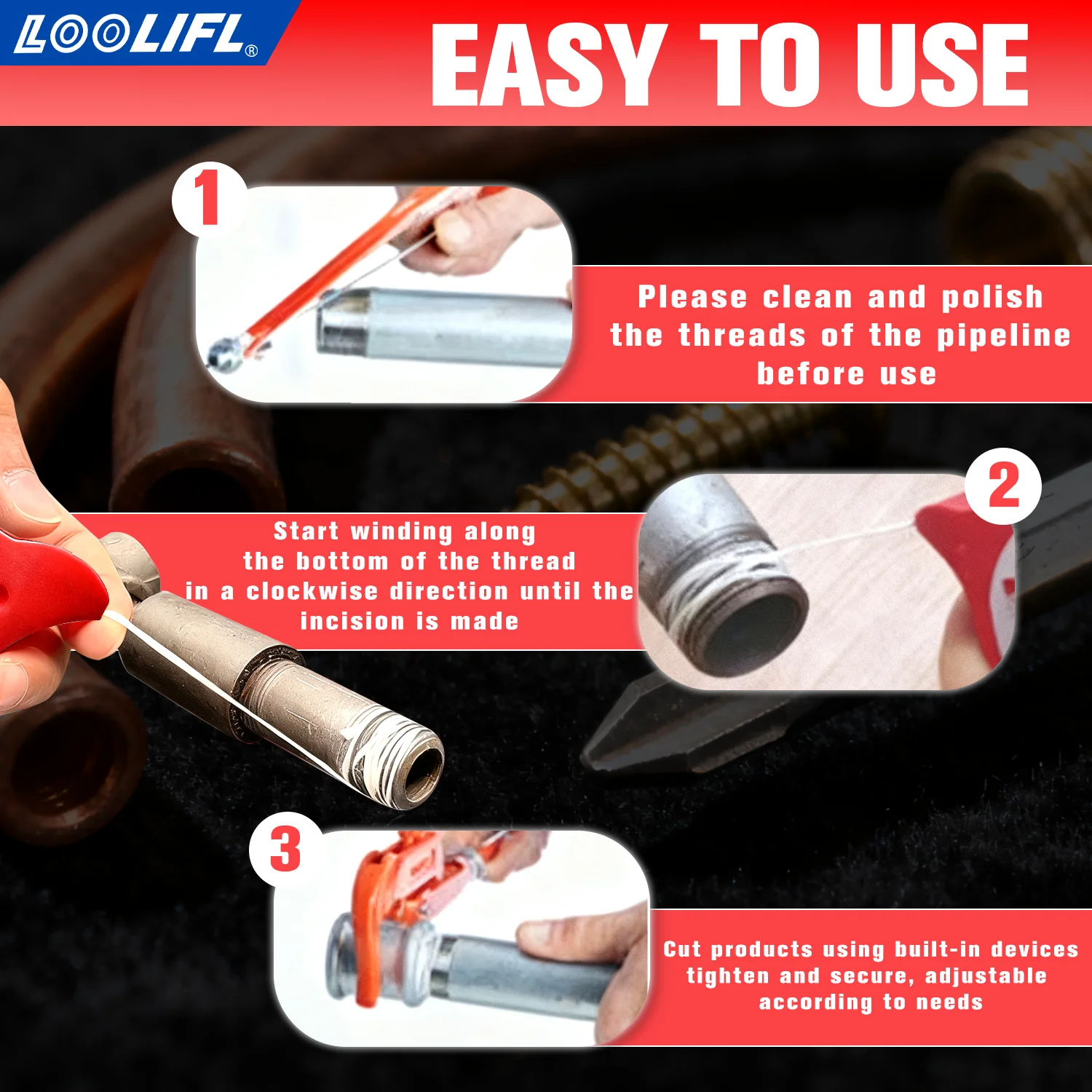 L55 pipeline magic rope, pipeline sealing rope, alternative to liquid sealant, portable raw material tape, odorless, easy to use