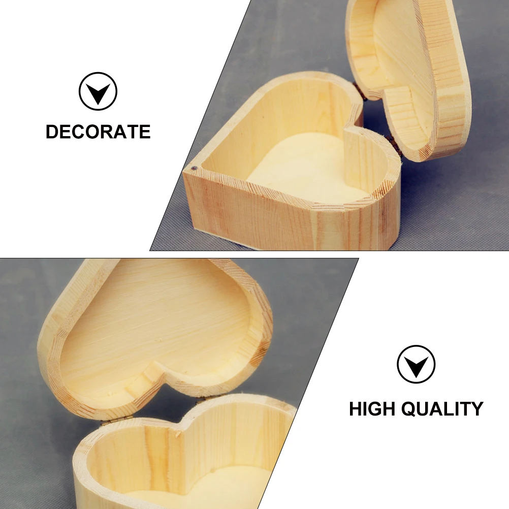

Wooden Heart Gift Box Wooden Jewelry Box Plain Unpainted Storage Jewelry Display Case Home Decor Practical Container