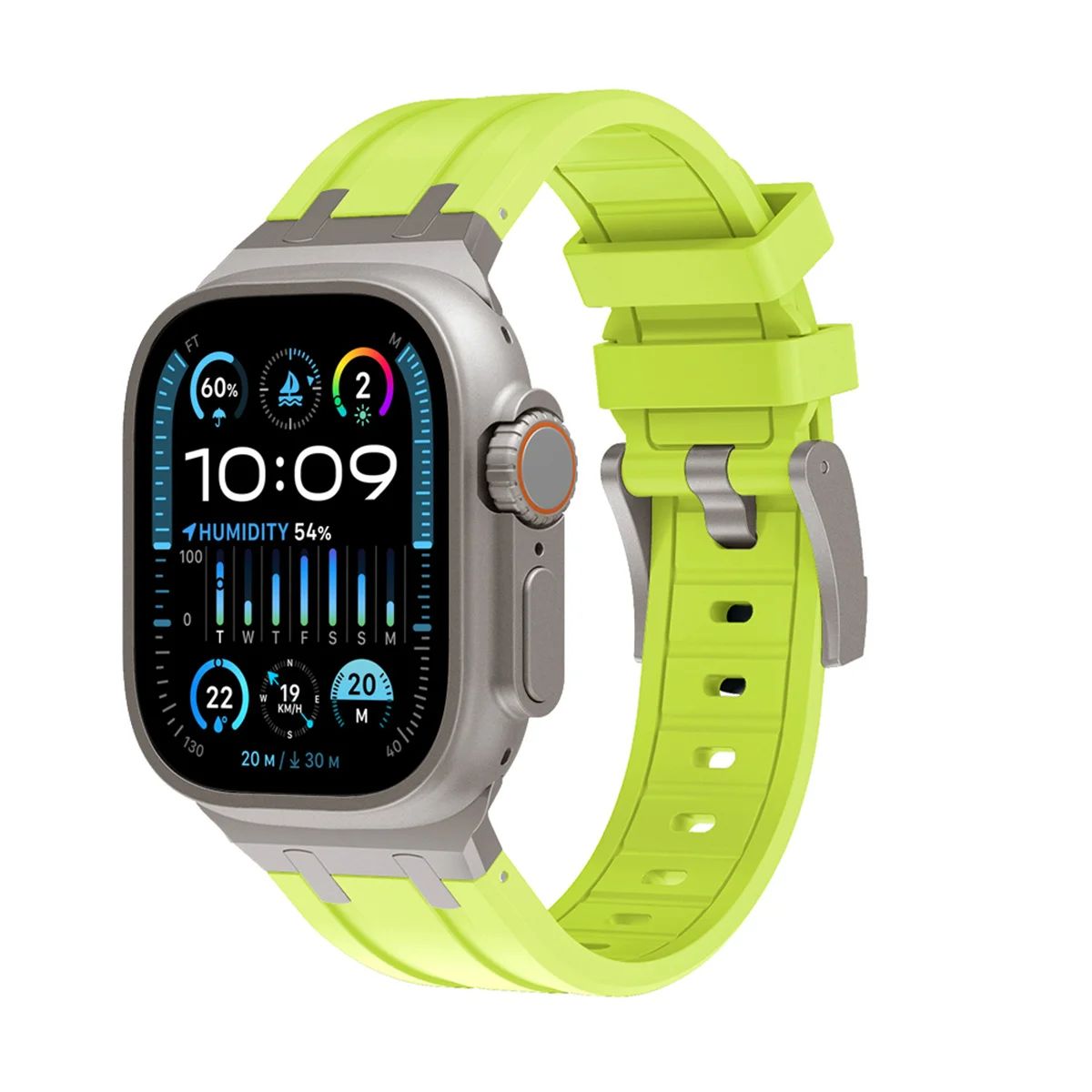 Titanium Color Silicone Strap for Apple Watch Ultra 2 Band 49mm 45mm 46mm 44mm 42mm Bracelet IWatch Series Ultra 10 9 8 7 6 5 4