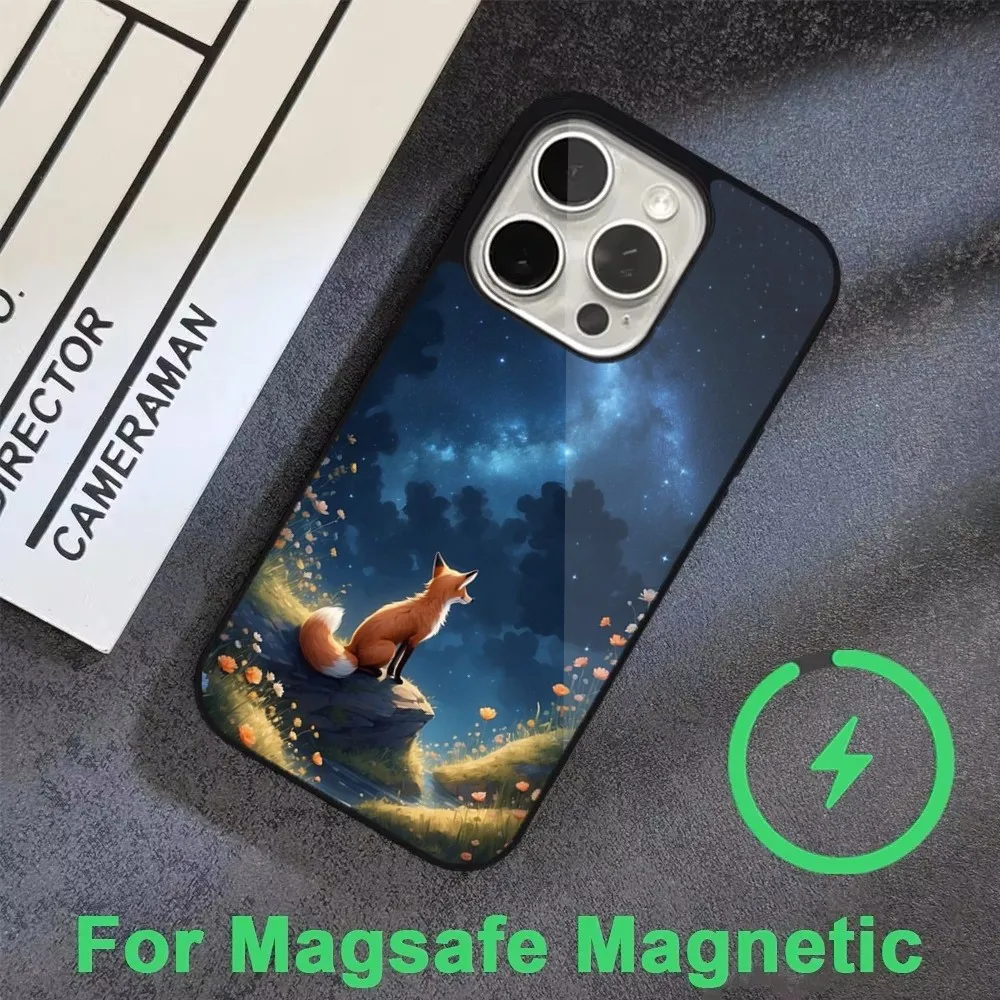 Animal Cute Fox  Phone Case  For iPhone 16,15,14,13,12,11,Pro,Max,Plus,Mini, Magsafe,Magnetic Wireless Charging Case