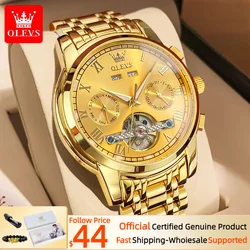 OLEVS Automatic Mechanical Watch for Men Date Calendar Skeleton Wristwatch Stainless Steel Classic Men's Watch Reloj Hombre 6607