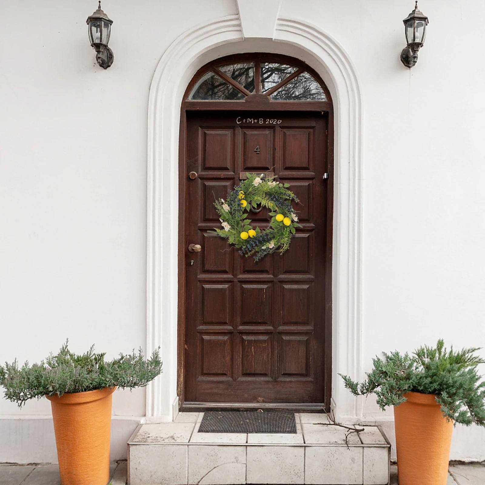 

Blueberry Lemon Spring Door Decor Spring Summer Door Wreath Artificial Floral Home Wreaths Front Porch Summer Rustic Design