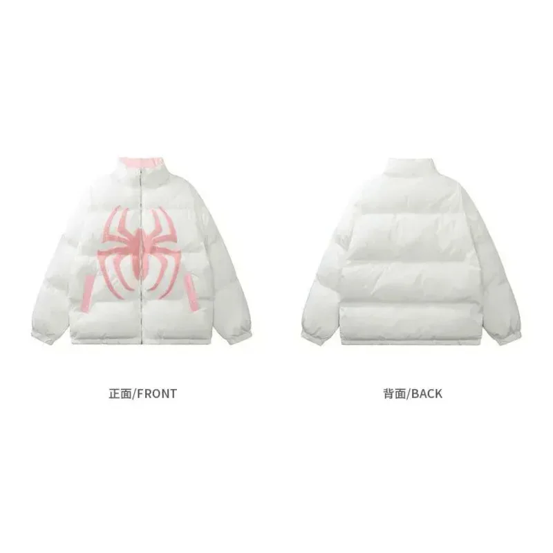 Una arena de osos americano Retro araña flocado ropa acolchada de algodón para hombres y mujeres invierno suelto Ins cálido 2025 nuevo