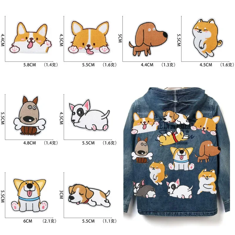 1pcs Patch Stickers Iron On Patches for Clothing Sewing Love Dog Embroidery Fusible Applique Badge Bag Decoration Stripes