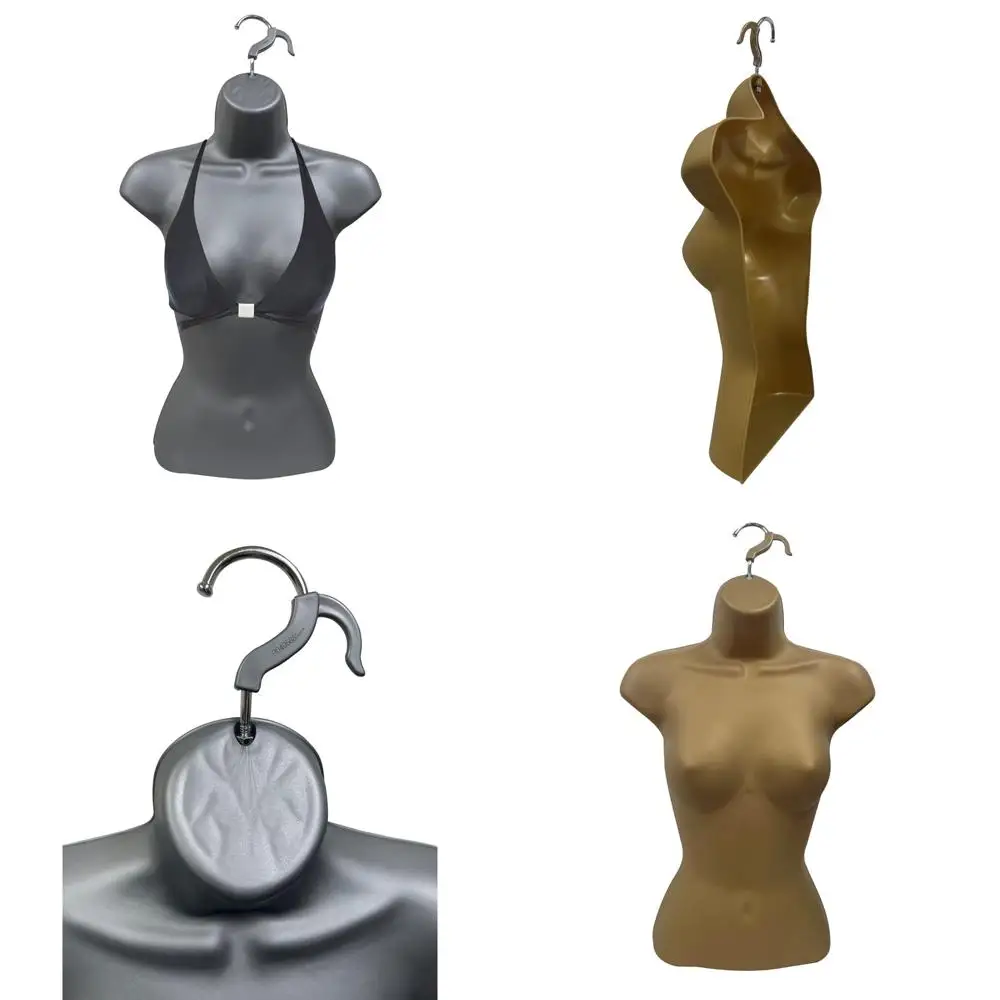 

Stackable Hollow Back Female Mannequin for T-Shirt Display, Countertop Use, Craft Projects, Hanging Hooks Included