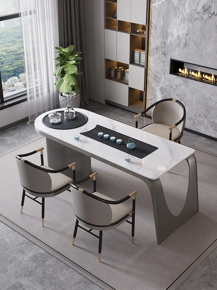 

Stone Plate Table-Chair Set Study Living Room Modern Minimalist Office Boiling Water Tea