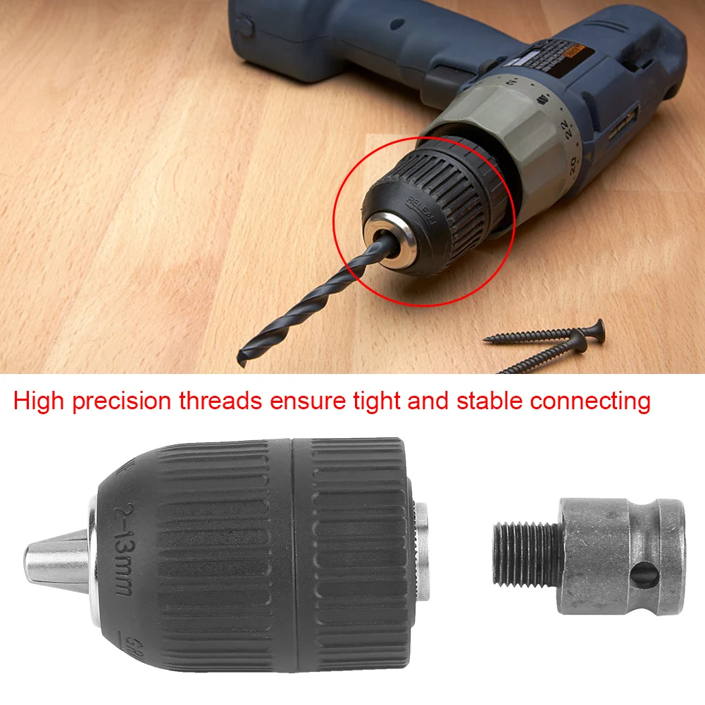 

Drill Chuck 2-13mm Keyless Drill Chuck 1/2"-20UNF with 1/2 Chuck Adaptor for Impact Wrench Conversion 1/2--20UNF Drill Chuck