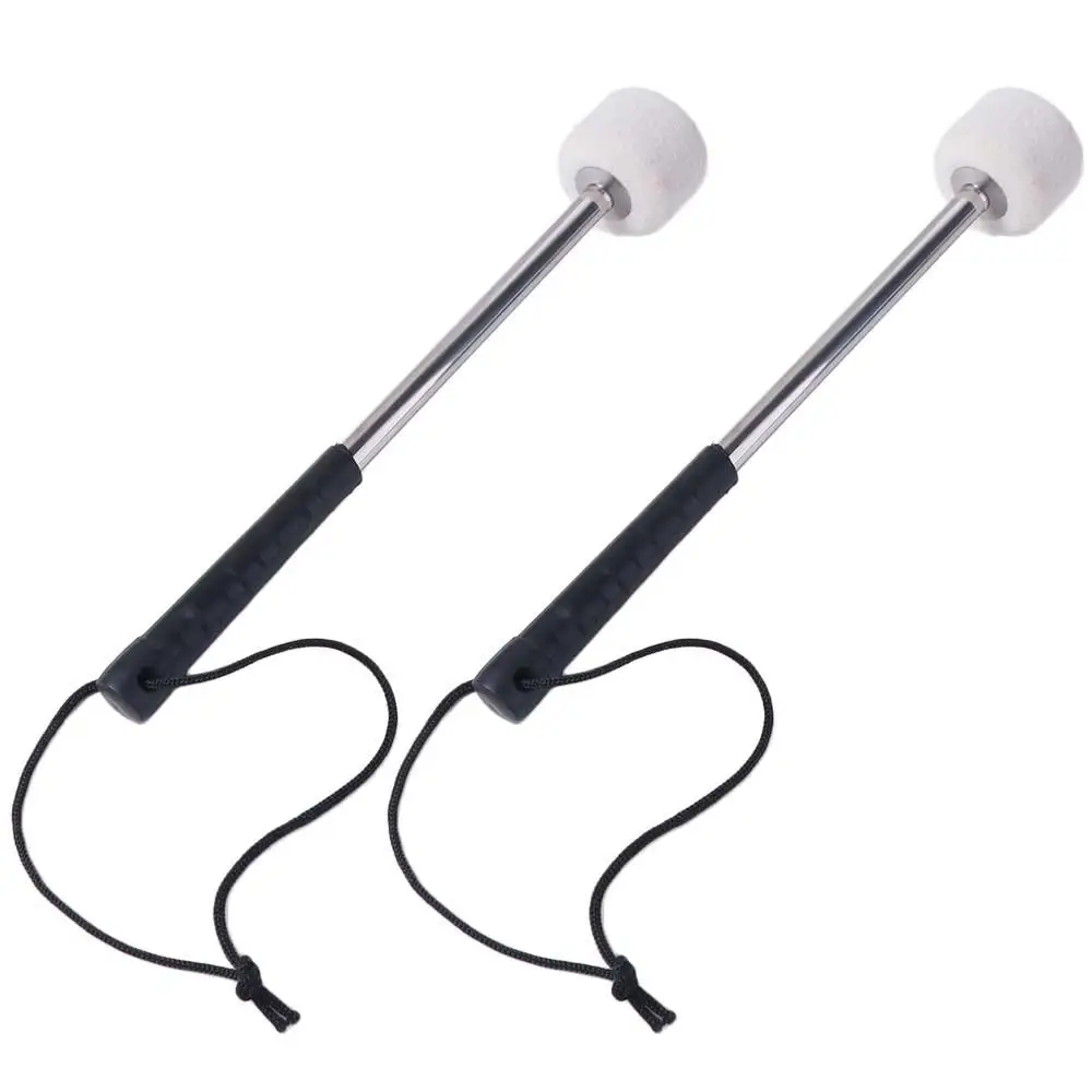 1Pc Stainless Steel Bass Drum Mallet Hanging Rope White Classic Metal Drum Stick Timpani Ergonomics Handle Instrument Sticks