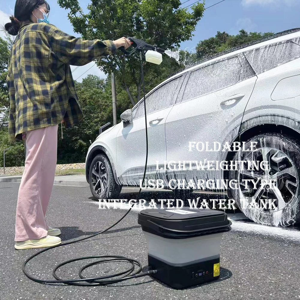 

Outdoor cleaning with a flexible 12-liter water tank, wireless lithium battery pressure cleaning machine, foldable storage, adju