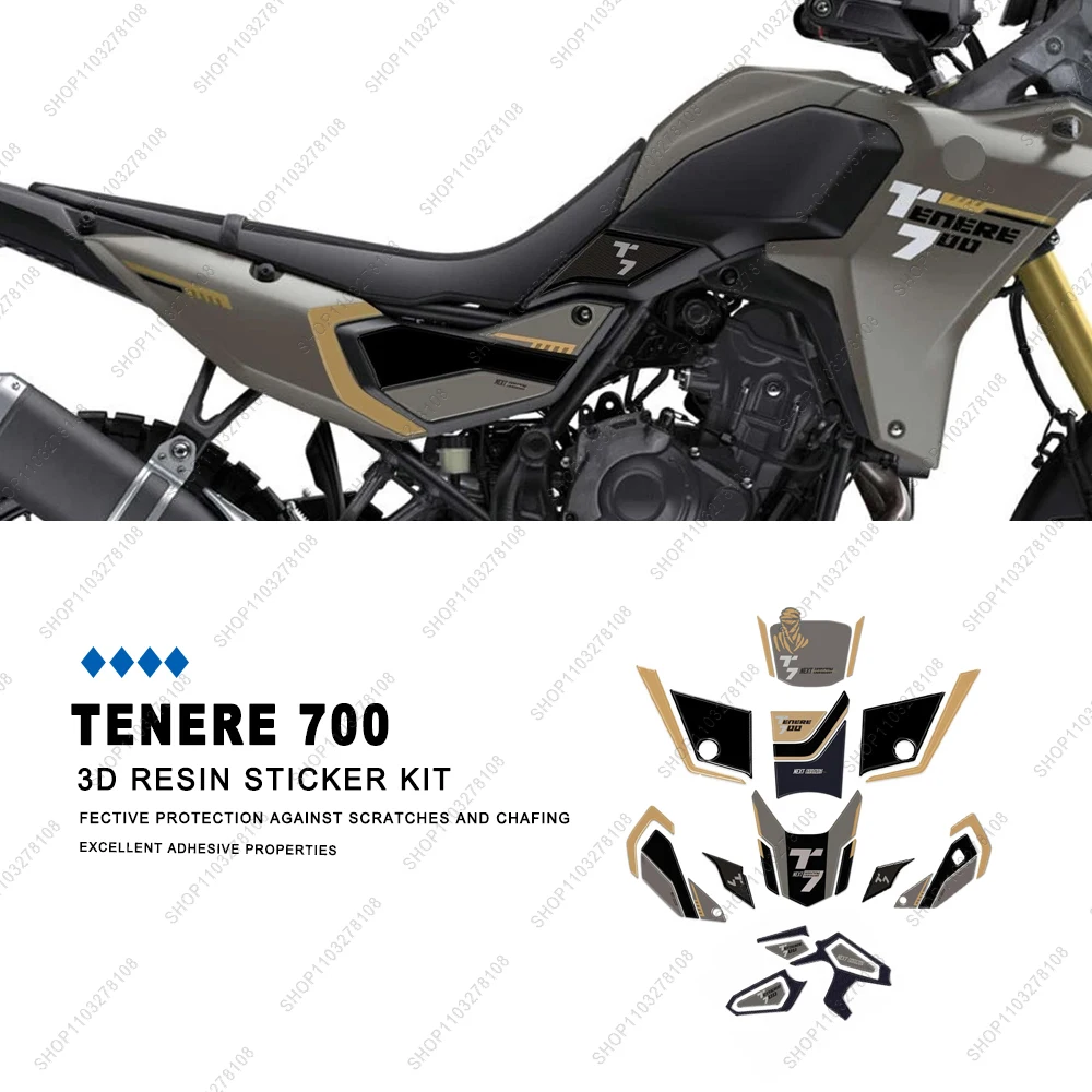 

Motorcycle Accessories 3D Resin decals kit For Yamaha Tenere 700 2025 fuel side Tank Pad Sticker waterproof