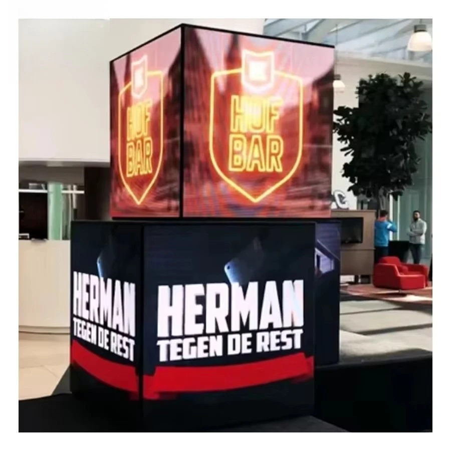 Factory Customized P3 Full Color High Definition 3D Indoor Light Emitting Diode Cube Display Waterproof Rotating Magic Creative