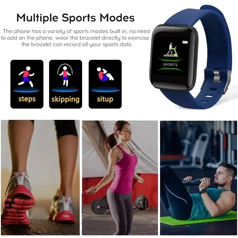 Smart Watch 116Plus D13 Y68 Sport Wristband Running Fitness Monitor Track Heart Rate Message Remind Men Smartwatch Woman Clock