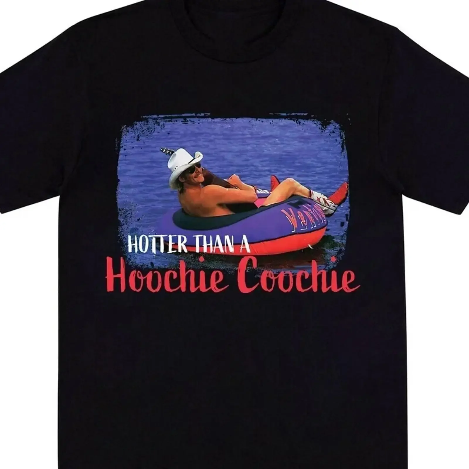 Футболка Hotter Than A Hoochie Coochie Alan Jackson Schwarz SN87, винтажная, с эффектом потертости, для повседневной носки, универсальная, стильная.