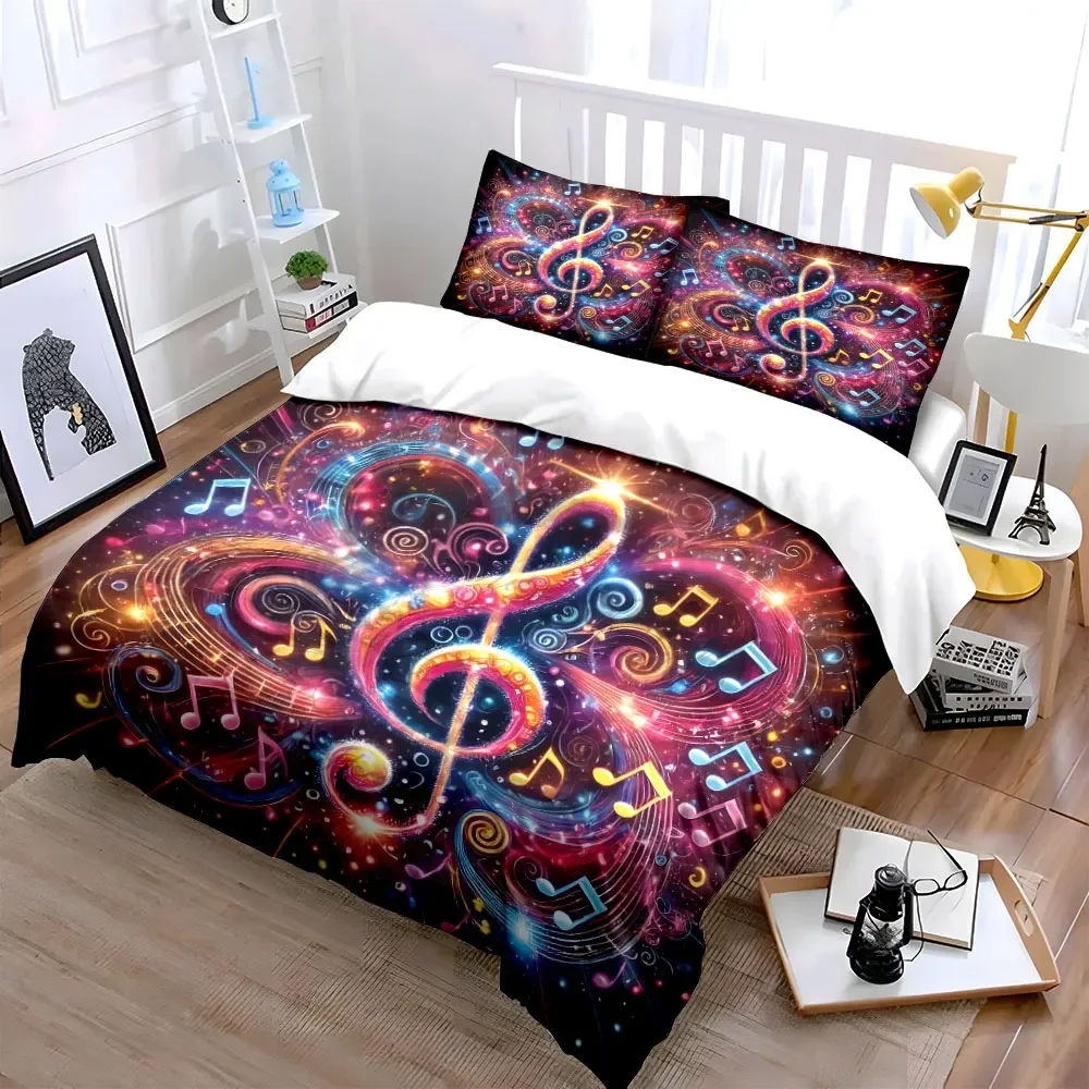 Musical Notes Art Decoration Set Soft Comfortable Duvet Cover Bedding Set Included 1*Duvet Cover & 2*Pillowcases, gift
