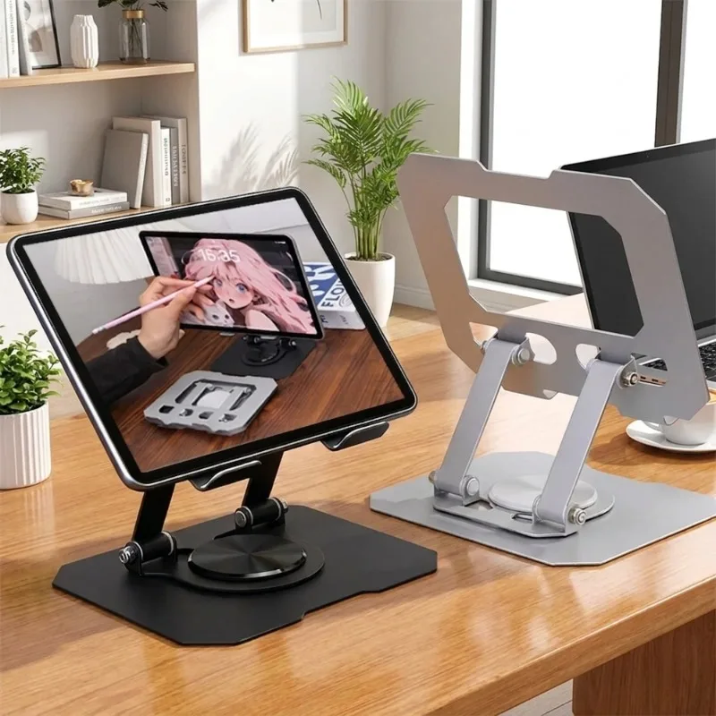 

Adjustable Rotatable Tablet Stand Aluminum Alloy Desktop Mount 360° Rotating Display Holder Ergonomic Foldable Stand for 4-12 In