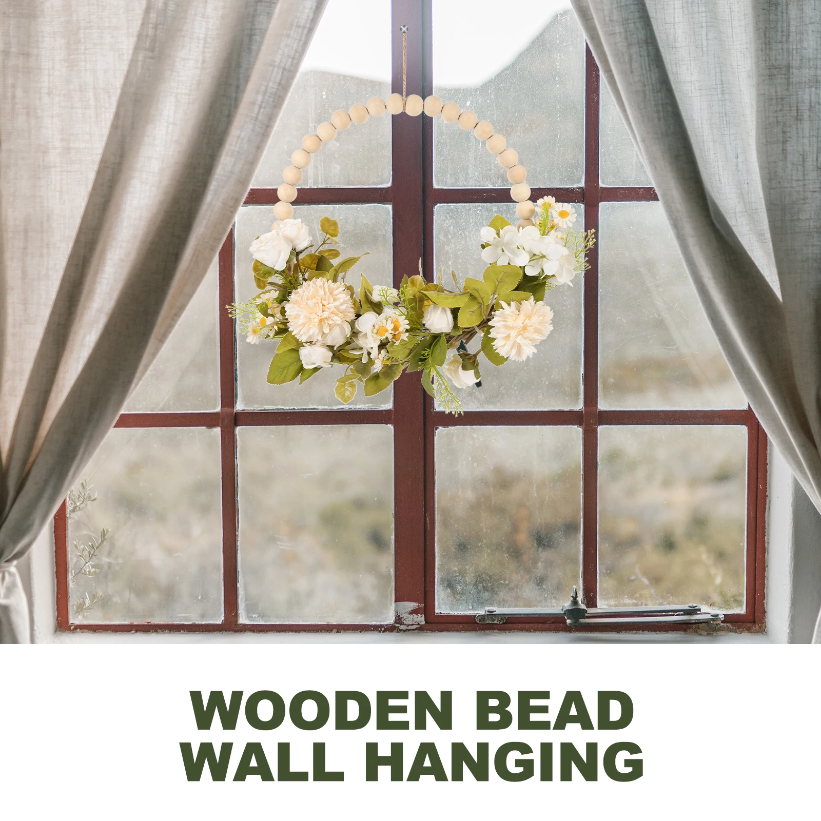 

Greenery Wreath Garland Decor Indoor Outdoor Hanging White Bead Garland Handmade Spring Wedding Door Sign Flower