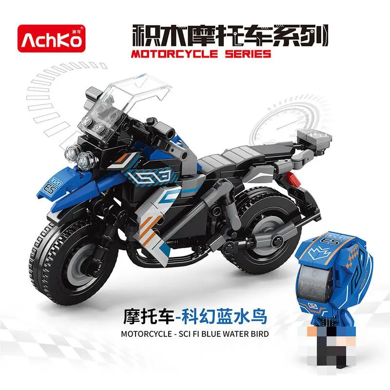 2023  City Motorcycle Model Building Blocks Speed Racing Car Moto Vehicle MOC Motorbike Bricks Kits Toys For Children Gifts