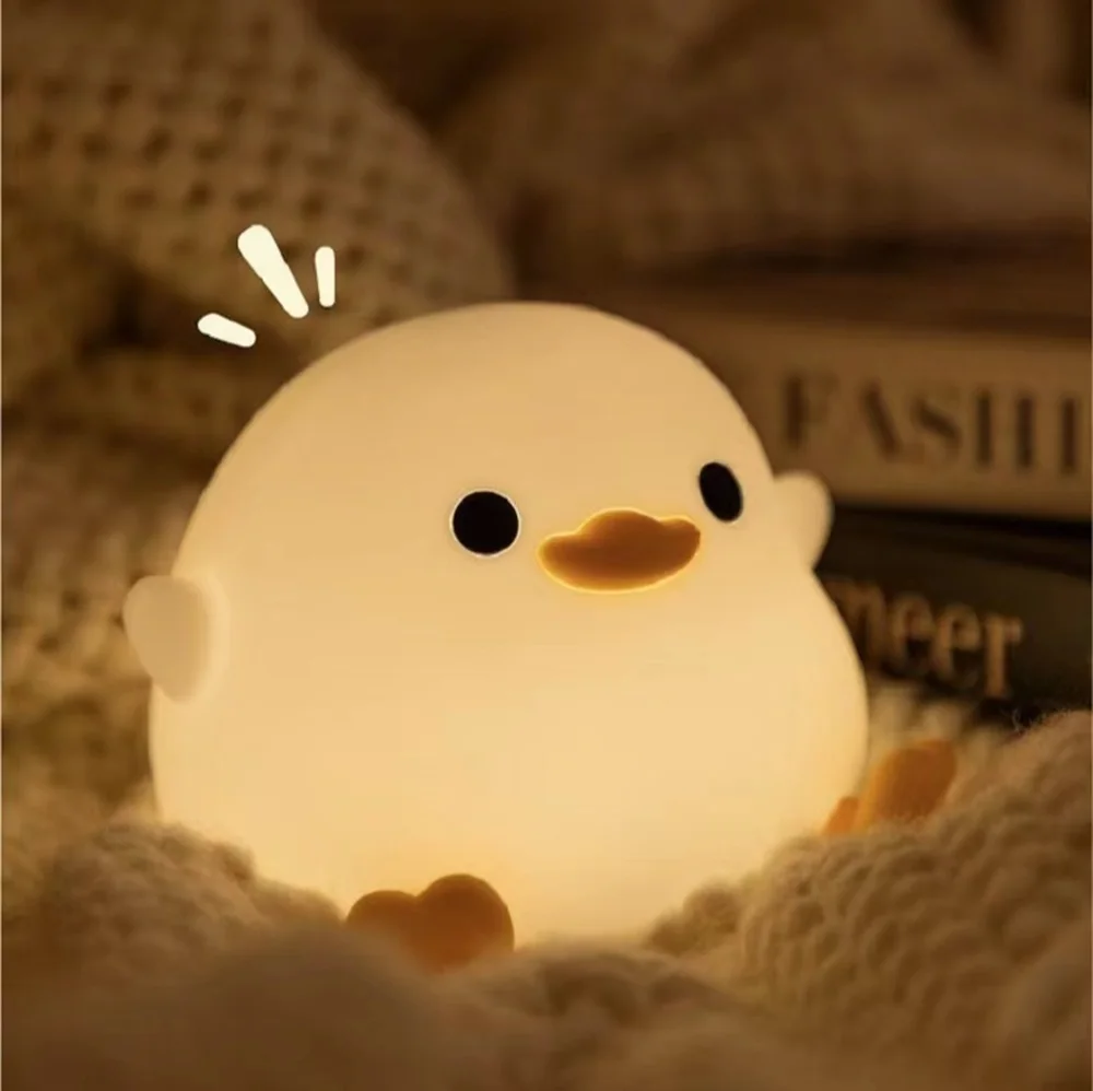 Imagem -03 - Pato em Forma Led Night Light Silicone Touch Sensing Luz Carregamento Usb Decoração Decoração dos Desenhos Animados Crianças