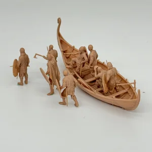 نموذج راتنج مقياس 1/72 ، محارب الفايكنج في العصور الوسطى وسفينة ، 8 شخصيات ، طاولة ، ديوراما غير مصبوغة ، منمنمات أفضل 10 سترات مبيعا The Warriors - رقم 8