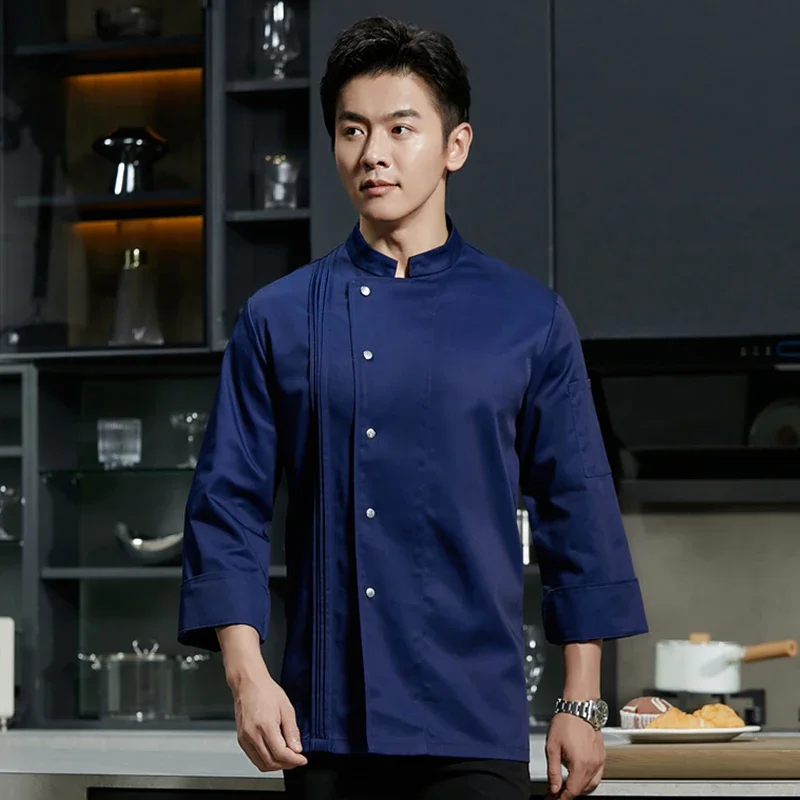 ホワイトシェフ制服ホテルキッチンジャケットペストリー調理服レストランコックコートベイカーベーカリーカフェウェイター作業シャツ