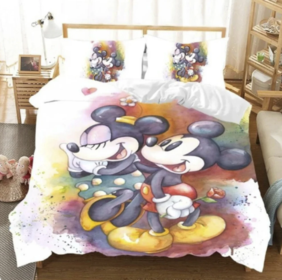 

Mickey Mouse Girl Duvet Cover King Size Disney Cute Teenager Bedding Cartoon Quilt Children Room Decor Home Anime For Gift Kid