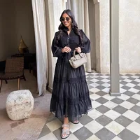Robes femmes musulmanes Abaya caftan Jalabiya Ramadan évider maille à lacets maroc Abayas Islam robes dubaï arabe longue Robe 4