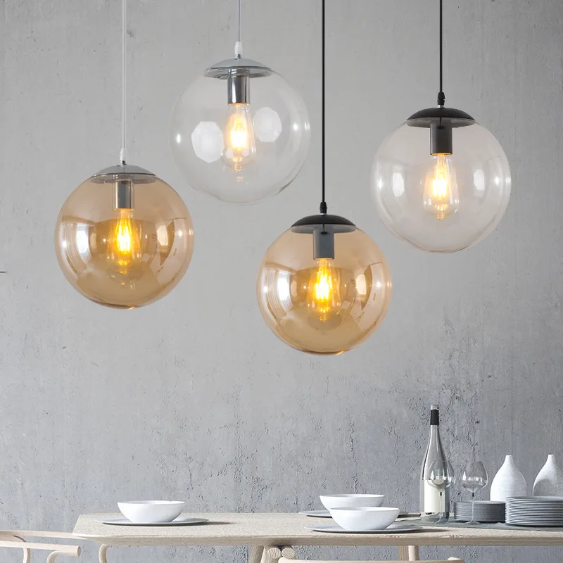 

Nordic Modern Simplicity Glass Ball Pendant Lamp Living Room Bedroom Study Home Decor Chandeliers Restaurant Board LED Lights