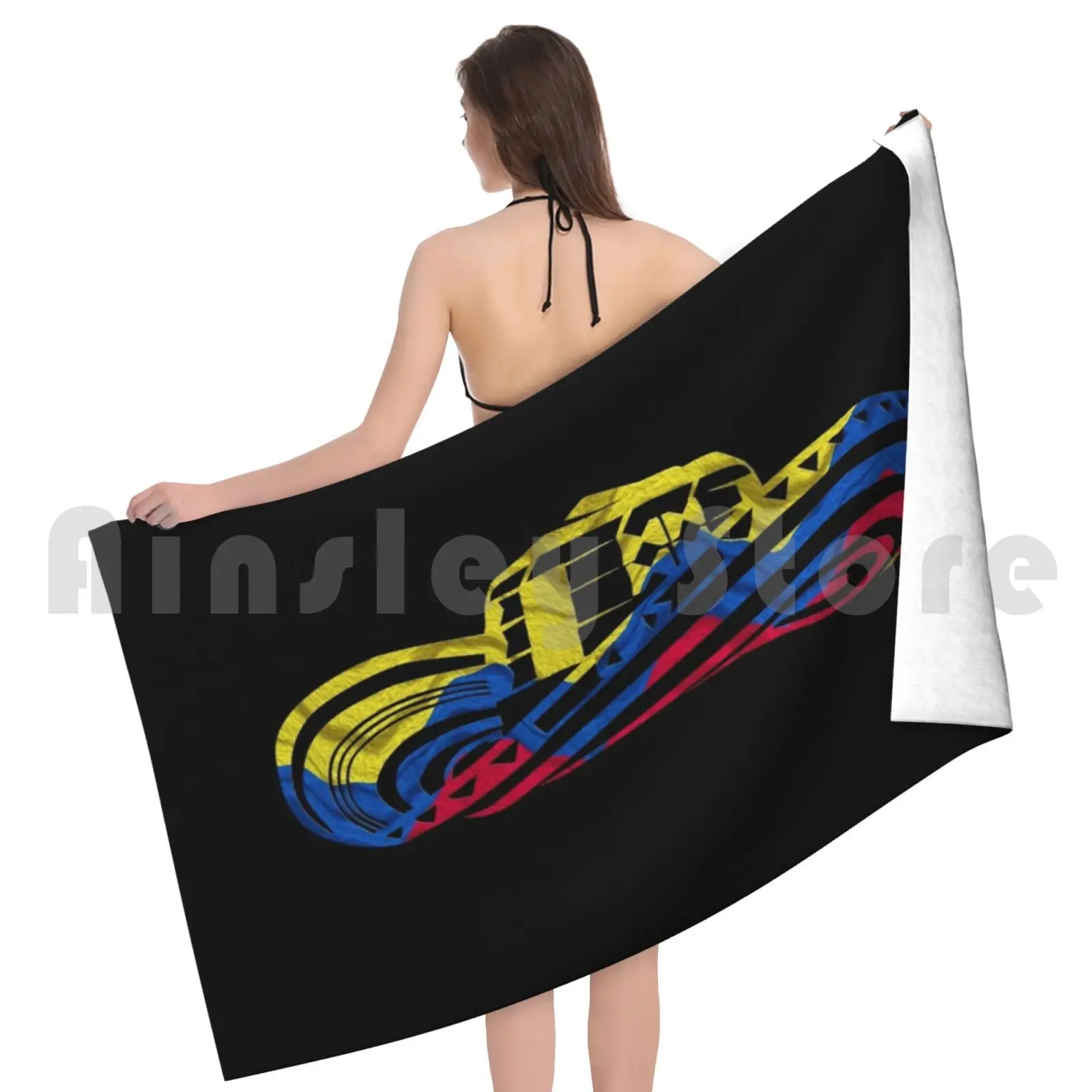 Colombian Sombrero Vueltiao In Colombian Flag Colors Bath Towel Beach Cushion Colombian Sombrero Vueltiao Hat