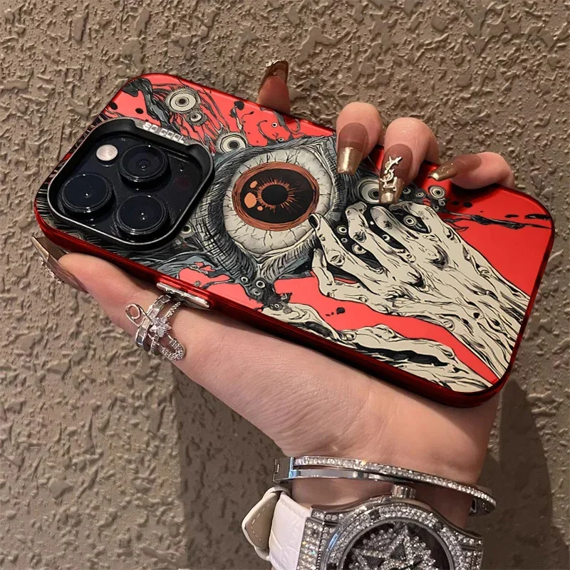 Spooky Scary Red Eye Phone Case for Huawei P30 P40 Mate 30 40 Pro Nova 7 Honor 50 Lens Creative Border Matte Shockproof Cover