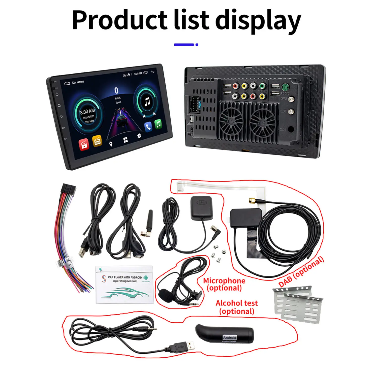 1 قطعة 2-Din أندرويد 10.1 راديو السيارة 1 + 16 جيجابايت 9 بوصة تعمل باللمس لتحديد المواقع بلوتوث 2.4 جيجا هرتز واي فاي S-9090 لأجزاء كاميرا الرؤية الخلفية YD7388 #6