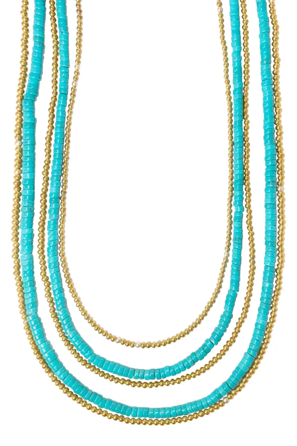 

Natural Turquoise Multi Strand Layered Necklace