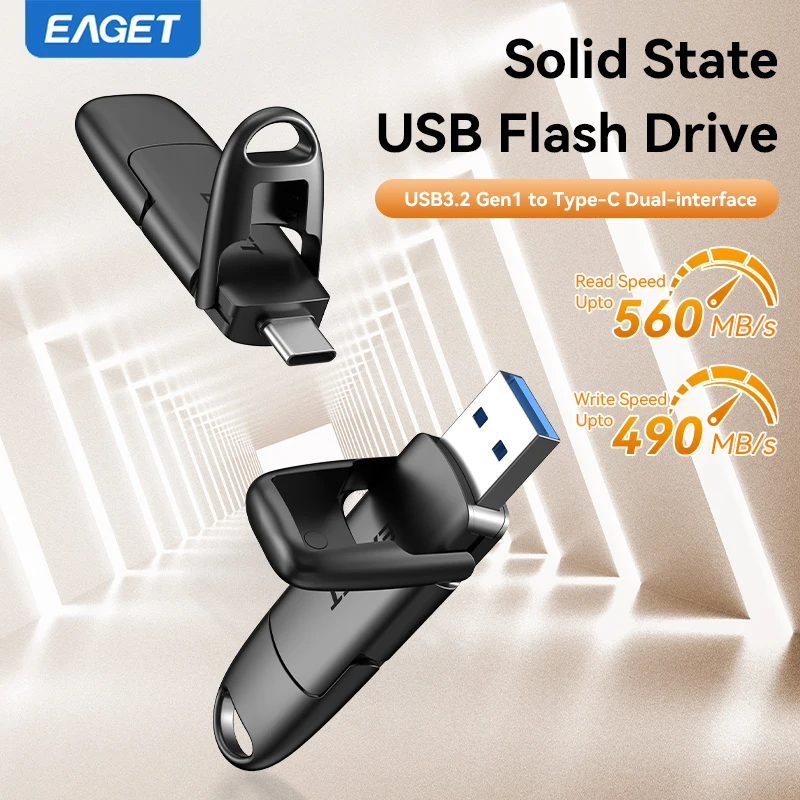 EAGET SU50 USB3.2 & Type-C Clé USB à semi-conducteurs double port 512 Go 1 To 2 To 560 Mo/s Lecture Clé USB portable haute vitesse