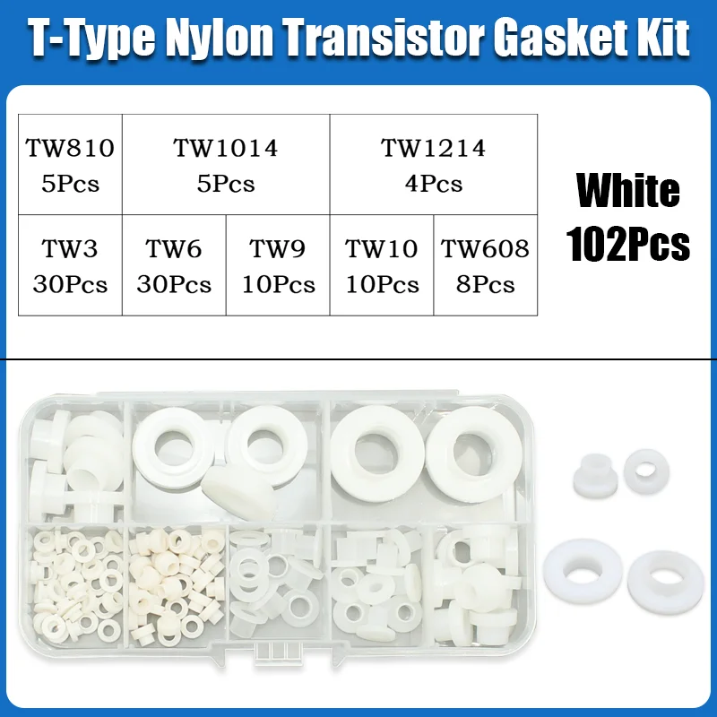 Weiße, schwarze T-Typ-Nylon-Stufen-Unterlegscheibe/konkav-konvexe Gewindebuchse, isolierende Pellets, TW3, TW6-TW16, Transistoren, Kornabstandshalter – Detail 10