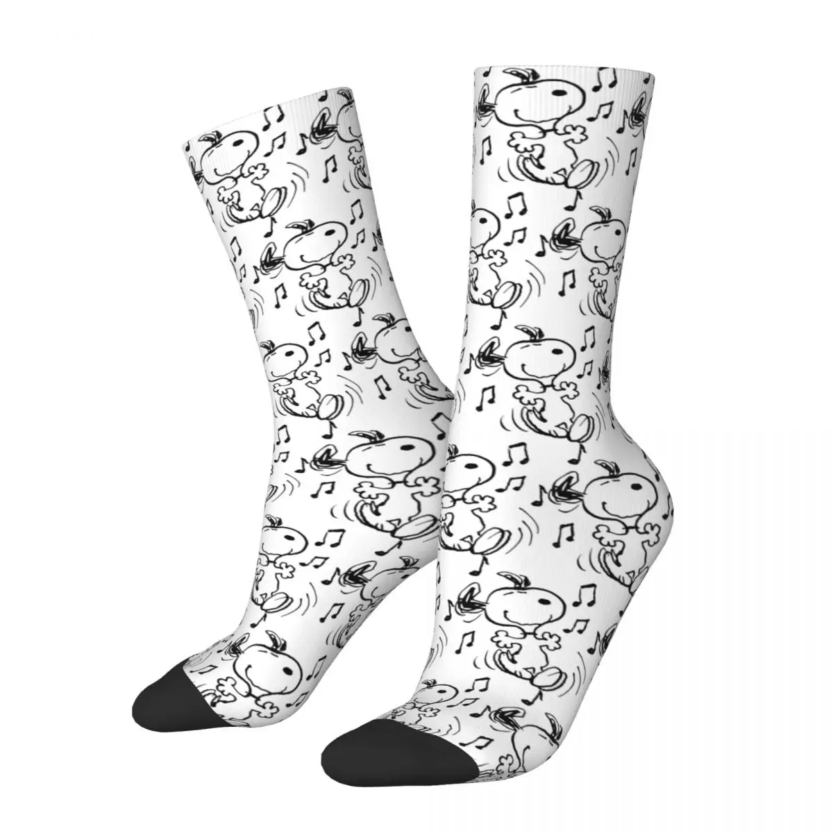 Funny Snoopy Dancing Skateboard Socks Cartoon Polyester Crew Socks for Women Men Sweat Absorbing