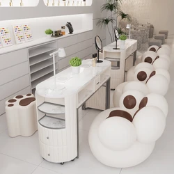 Mesas de diseño multifuncional para uñas, muebles de salón de Manicura, Mesa ovalada Retro, modernos y blancos, ZT50MT