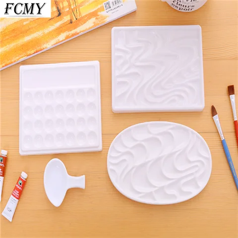 Nova imitação de porcelana onda paleta para aquarela gouache pintura ameixa flor paleta arte suprimentos