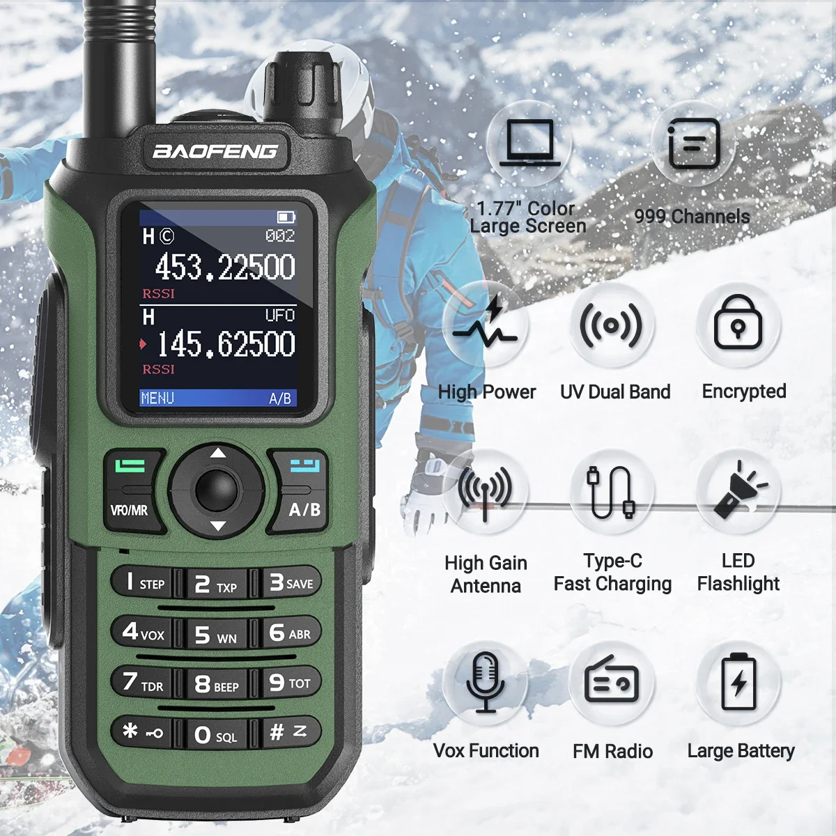 2PCS Baofeng UV-21 PRO V2 Walkie Talkie Long Range Wireless Copy Frequency Type-C Tri band Powerful Waterproof Two Way Radio