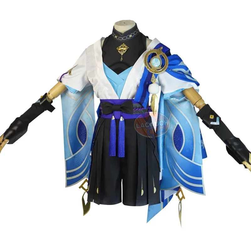 Coslan Spiel Genshin Impact Scaramouche Cosplay Genshin Impact Scaramouche Wanderer Kostüm Hut Perücke Männer Frauen Kimono Set Halloween